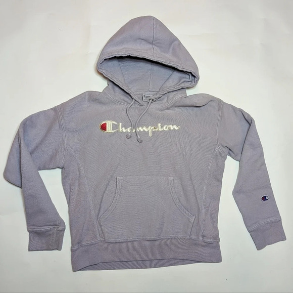 Champion Smoked Lilac Purple Embroidered Logo Hoodie Sweatshirt  Woman's Small - Picture 2 of 10
